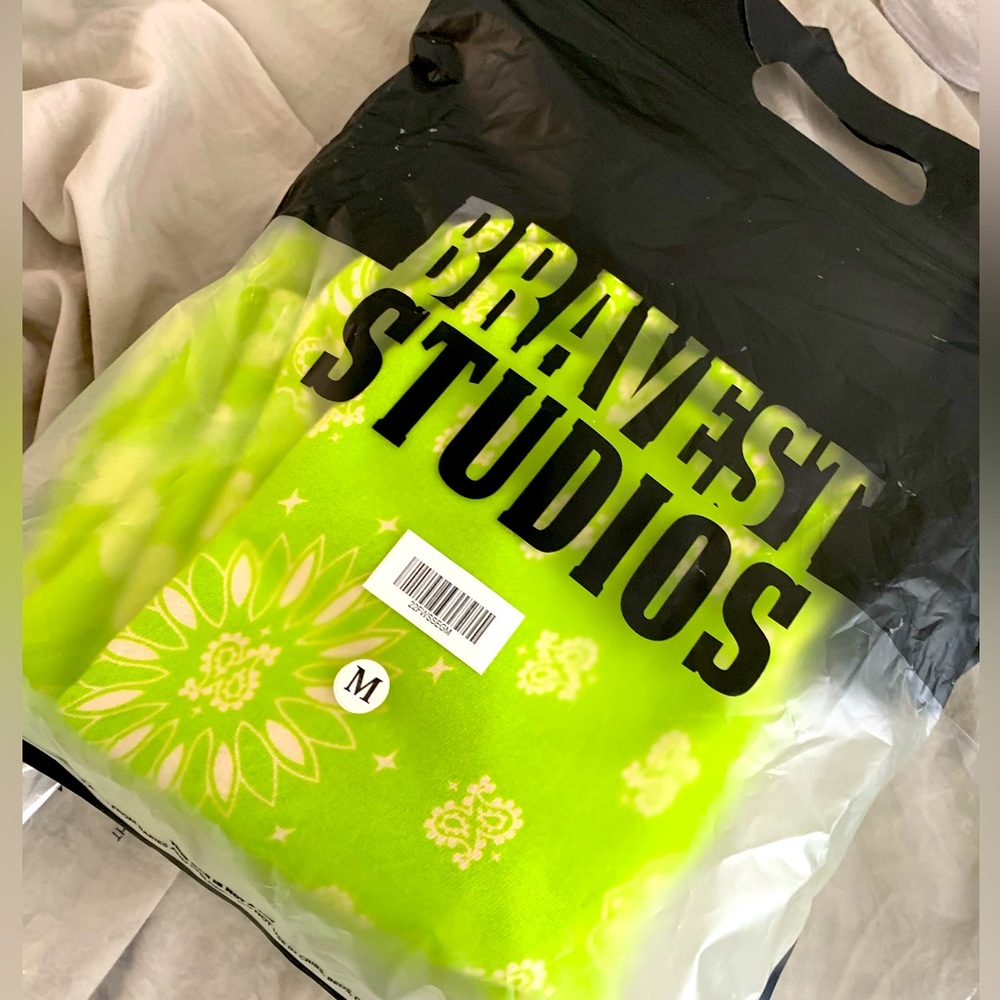 Bravest Studios Lime Paisley Terry Sweat-short MEDUIM